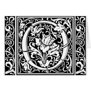 Cartão Letra O Monograma Medieval Art Nouveau