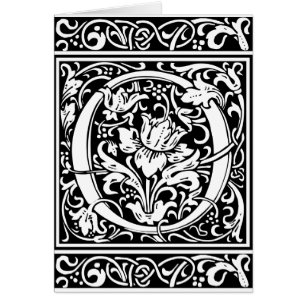 Cartão Letra O Monograma Medieval Art Nouveau