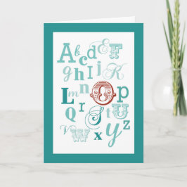 Cartão Letra O Nome Inicial Alfabeto Aniversário Teal e V