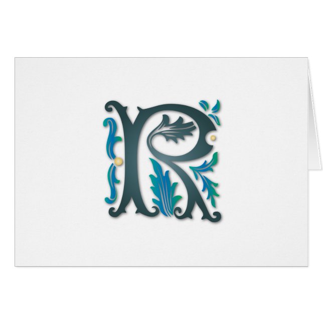 Cartão Letra R Monograma (Frente Horizontal)