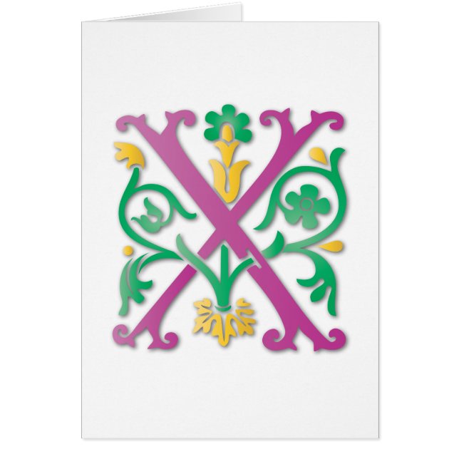 Cartão Letra X Monograma (Frente)