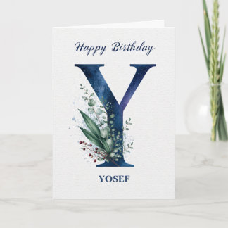 Cartão Letra Y Aniversário para Ele Nome Personalizado Az