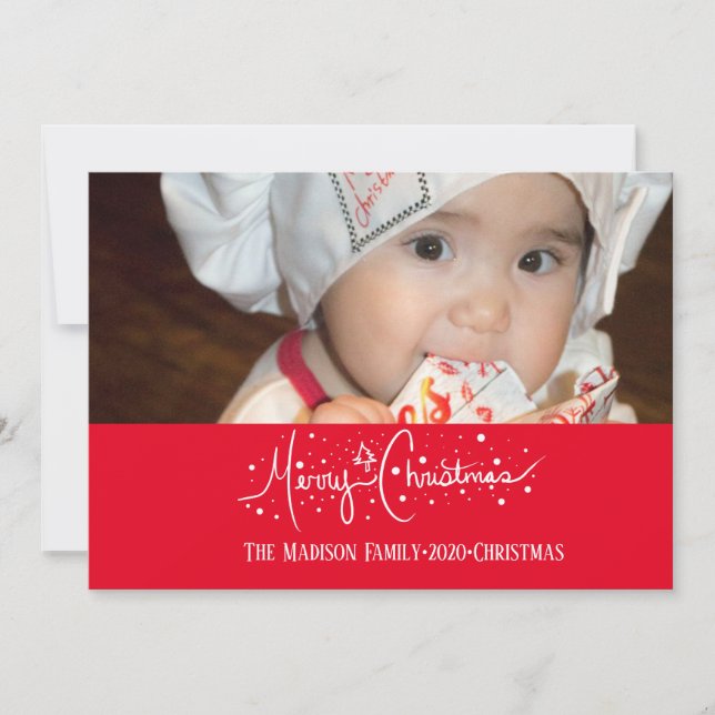 Cartão Letras Desenhadas à Mão com Neve e Natal (Frente)