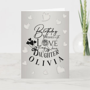 Cartão Letreiro de Aniversário de Filha Minimalista