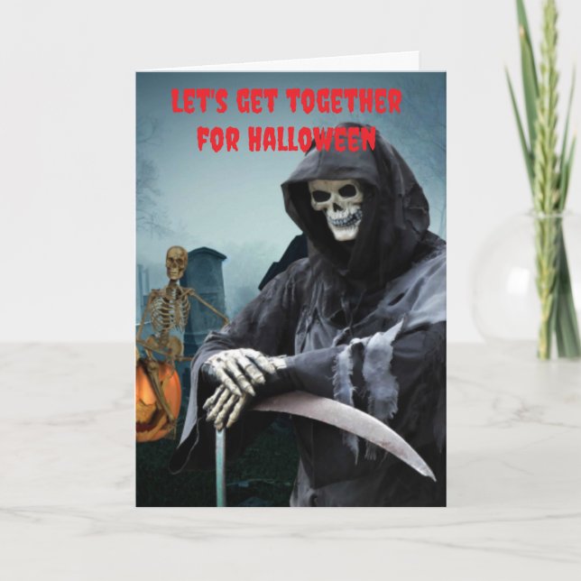 Cartão Let's get together for Halloween. (Frente)
