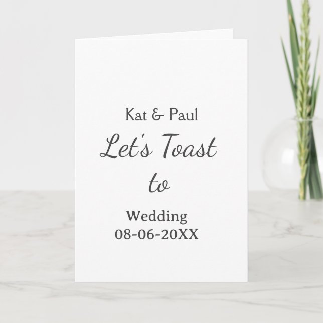 Cartão Let's toast to wedding add name date simple couple (Frente)