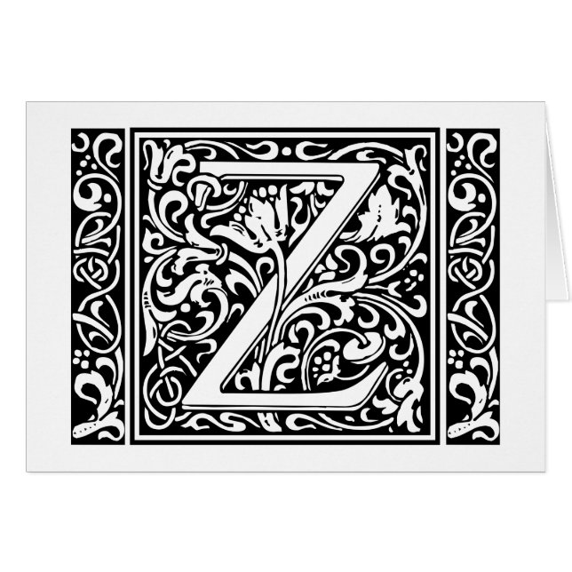 Cartão Letter Z Medieval Monogram Vintage Initial (Frente Horizontal)