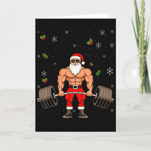 Cartão Levantamento de peso de Papai Noel Fitness de Nata
