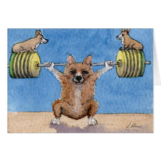 Cartão Levantamento de peso do Corgi de Galês