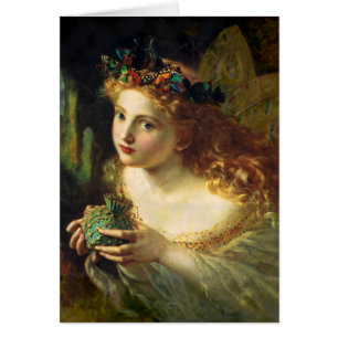 Cartão Leve o rosto justo da mulher, borboletas de fada