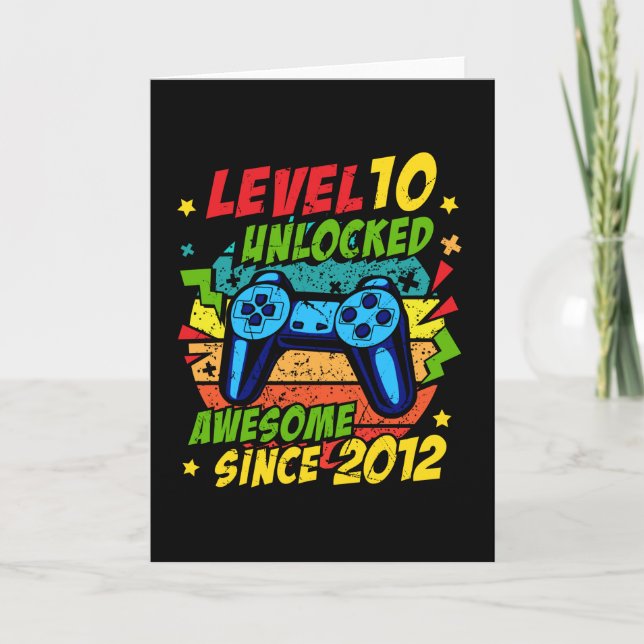 Cartão Level 10 Unlocked Awesome 2012 Game 10th Birthday (Frente)
