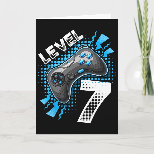 Cartão Level 7 Video Game Controller 7th Birthday Gamer G (Frente)