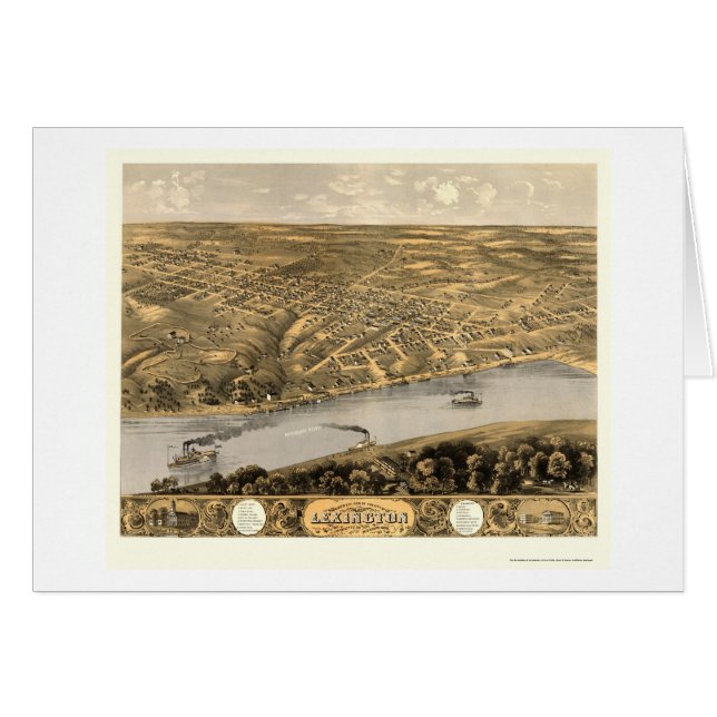 Cartão Lexington, mapa panorâmico do MO - 1869 (Frente Horizontal)