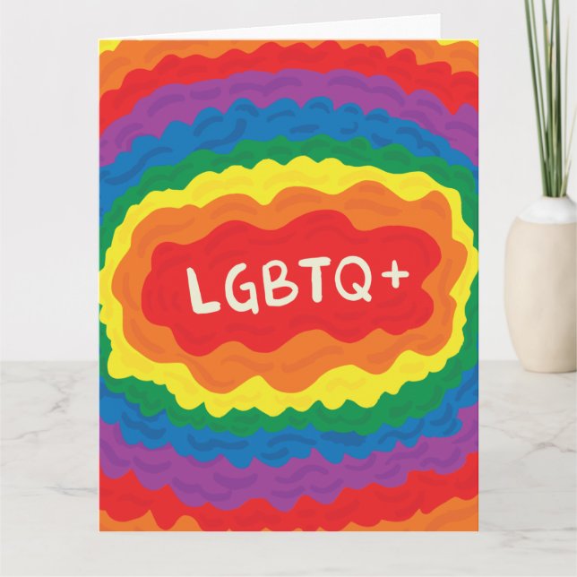 Cartão LGBT+orgulho. rainha, cor do arco-íris. (Frente)