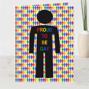 Cartão LGBTQ Gay Man Silhouette and Rainbow Men