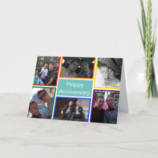Cartão LGBTQ Plus Feliz Aniversário Colagem de Fotos Arco