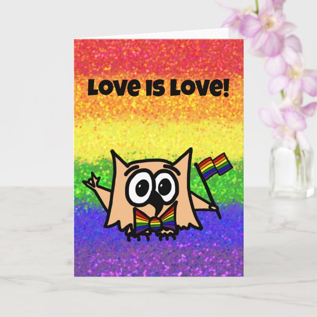 Cartão LGBTQIA+ Love is Love Pride (Rainbow) with Ollie (Orquídea)