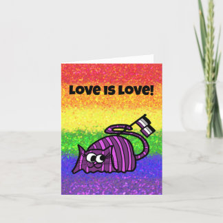 Cartão LGBTQIA O Amor é Amor Bandeira Asexual com Chesire