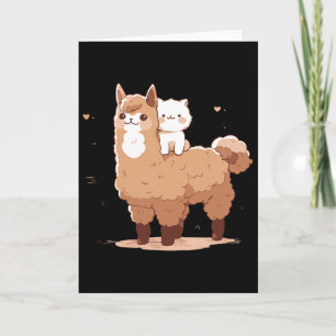 Cartão Lhama e Gato Fofos