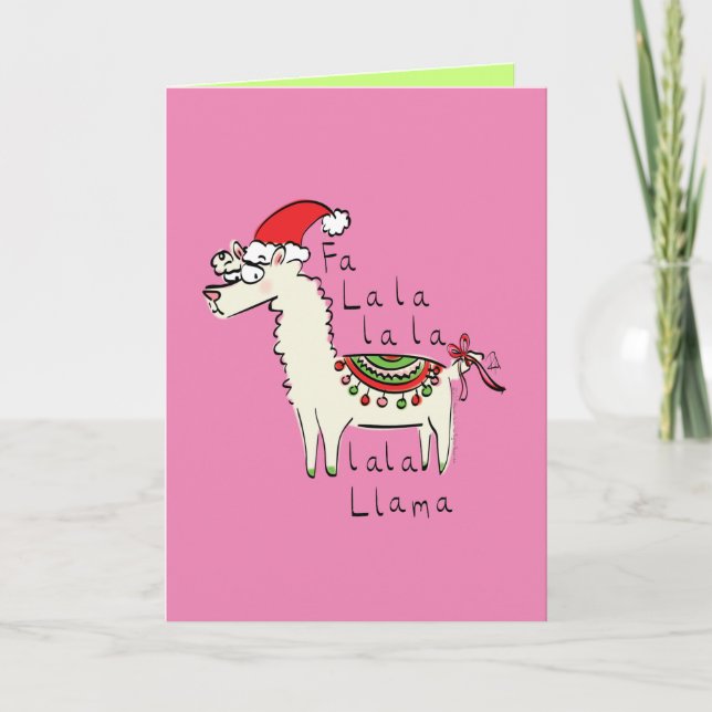 Cartão Lhama Fofa Divertida Natal Feriado (Frente)