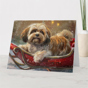 Cartão Lhasa Apso Cachorro Festivo