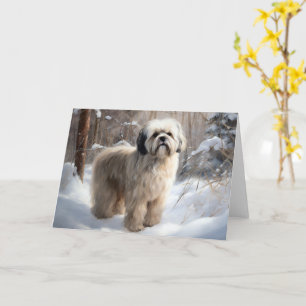 Cartão Lhasa Apso Deixe-A Neve Natal
