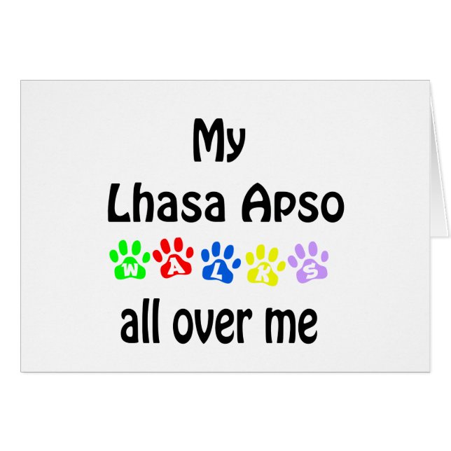 Cartão Lhasa Apso Walks Design (Frente Horizontal)