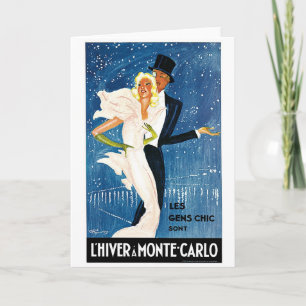 Cartão L'Hiver Monte - viagens vintage de Carlo Monaco