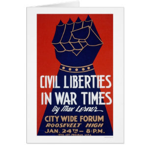 Cartão Liberdade civil WWII WPA 1940