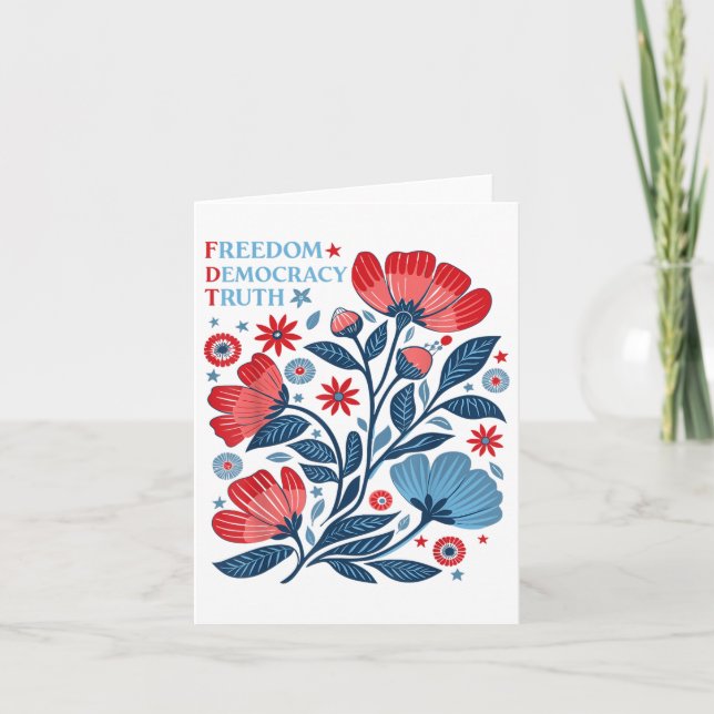 Cartão Liberdade Sutil Democracia Verdade Boho Floral 4º  (Frente)