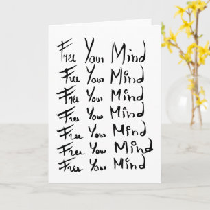 Cartão LIBERTE A MENTE! Citação de caligrafia motivaciona