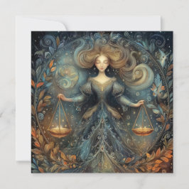 Cartão Libra Scales Zodiac Astrology Mystical Birthday