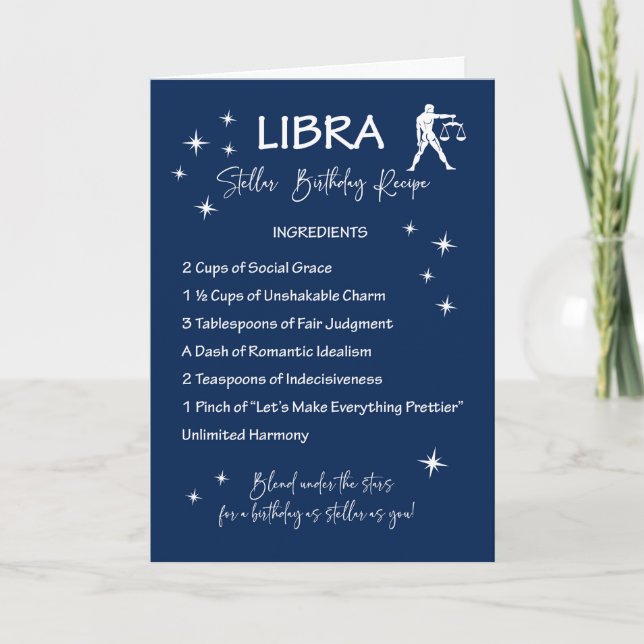 Cartão Libra Zodiac - Receita de Aniversário Estelar (Frente)