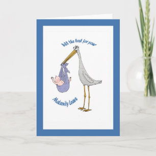 Cartão Licença de maternidade, cegonha e bebê