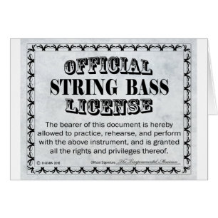 Cartão Licença de String Bass