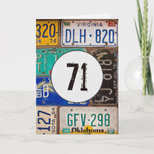 Cartão Licença de Vintage Plates para 71 ruas de Aniversá
