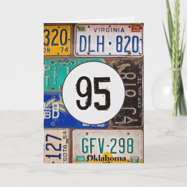 Cartão Licença de Vintage Plates para 95º Aniversário (Frente)