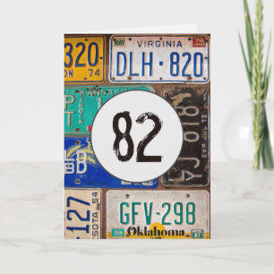Cartão Licença de Vintage Plates para o 82º Aniversário