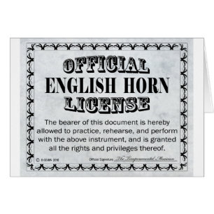 Cartão Licença Inglesa Horn