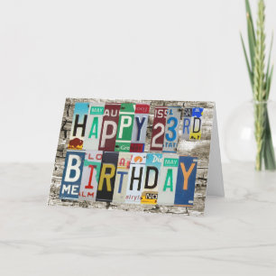 Cartão License Plates Happy 23rd Birthday Card
