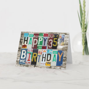 Cartão License Plates Happy 35th Birthday Card