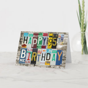 Cartão License Plates Happy 95th Birthday Card