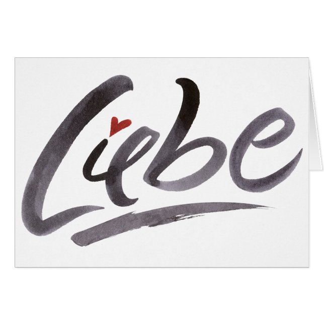 Cartão Liebe Love Hertz Heart Schoneschrift Lettering (Frente Horizontal)