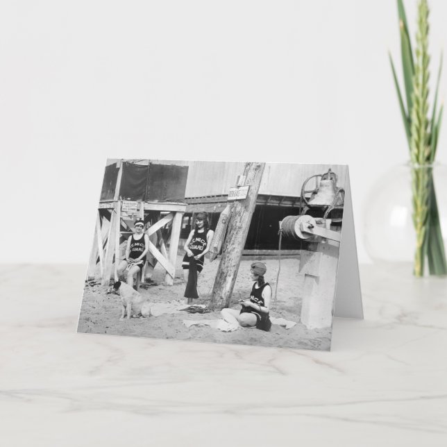 Cartão Lifeguards de confecção de malhas de Veneza, 1900s (Frente)