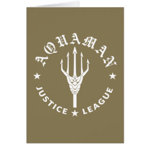 Cartão Liga da Justiça Emblem de tridente do Aquaman Re