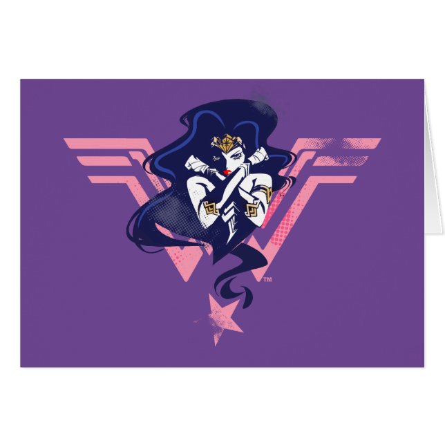 Cartão Liga da Justiça | Mulher Maravilha e Pop de Símbol (Frente Horizontal)