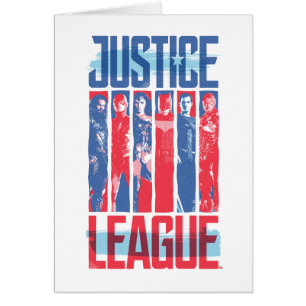 Cartão Liga da Justiça Pop de Arte Azul e Vermelho