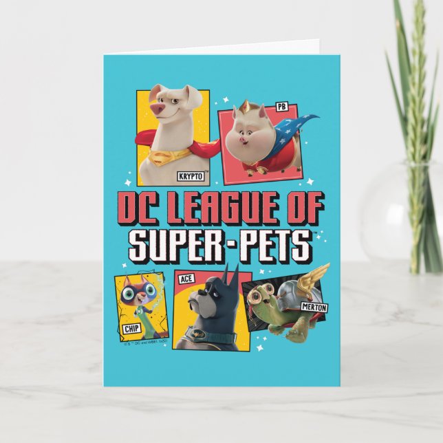 Cartão Liga DC de Painéis de Caracteres Super Pets (Frente)