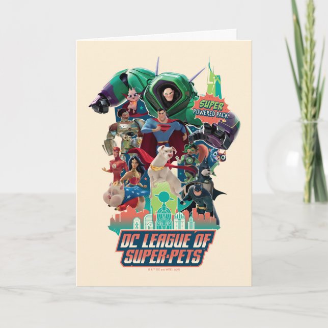 Cartão Liga DC de Super Pets Batalha por Metrópolis (Frente)