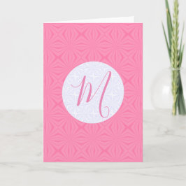 Cartão Light Pink Squiggly Squares Personalize Initial 